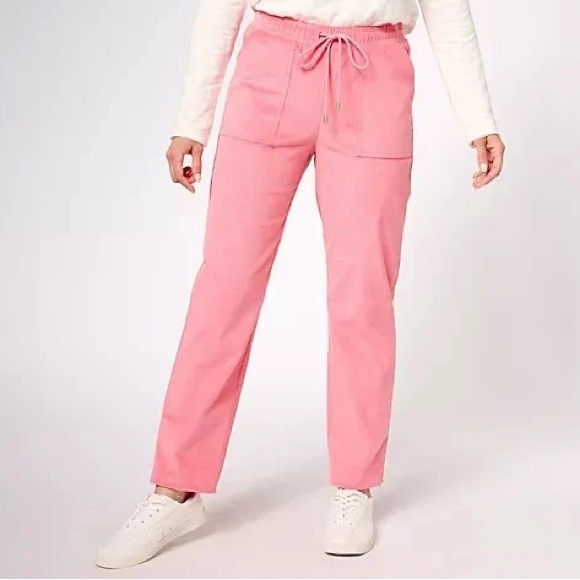 d&co Pants - D&Co Heritage Adaptive Pink Pull On Drawstring Wide Leg Pants